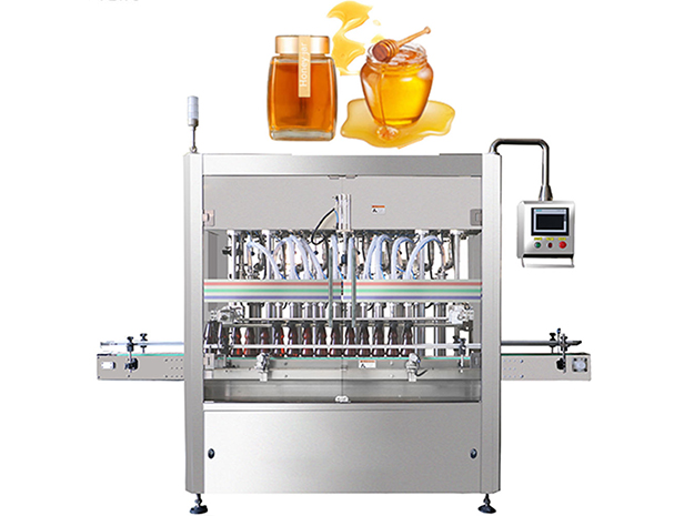 The fully automatic honey filling machine equipped with 14 filling heads